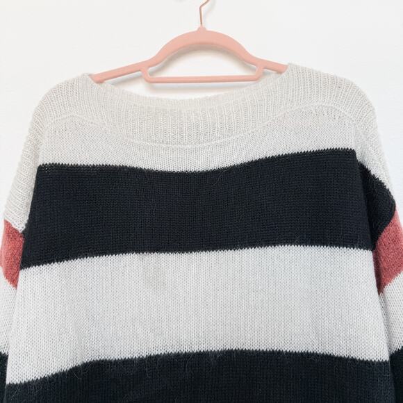 All Saints Suwa Striped Mohair Blend Sweater Black‎ White Size Small Oversized - Picture 4 of 8